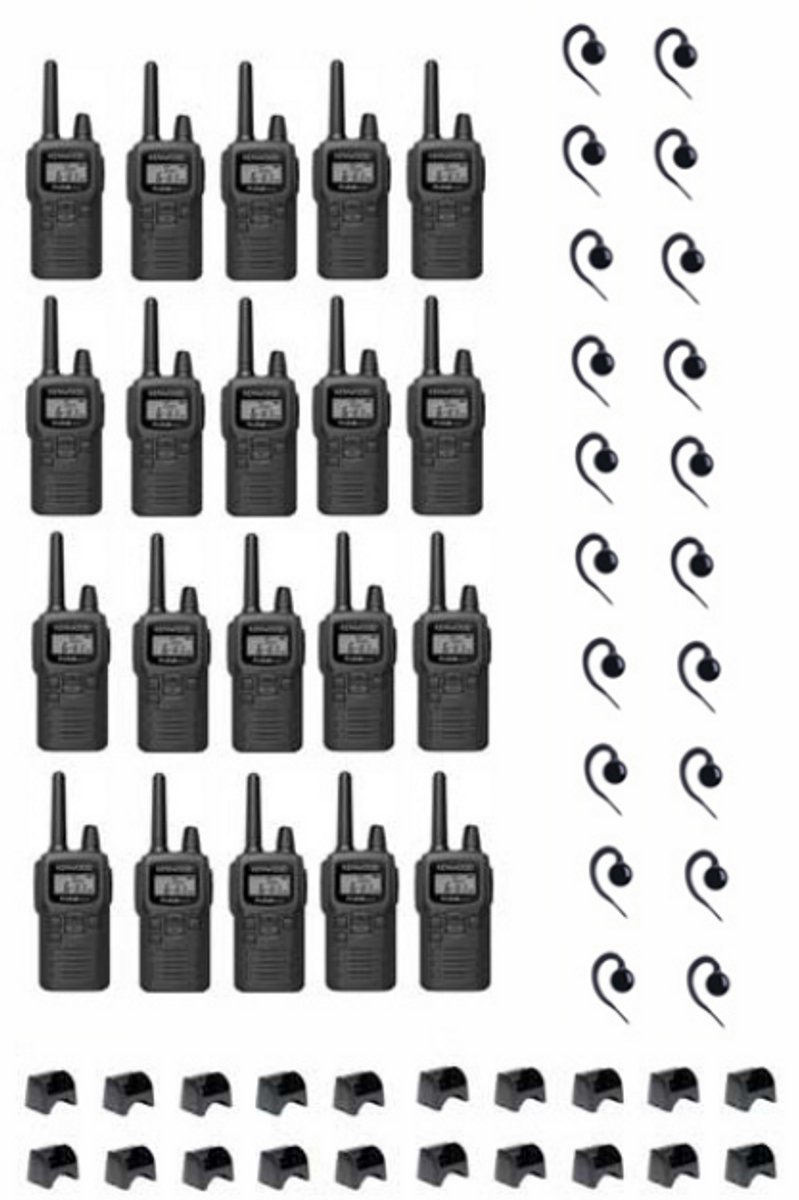 Set van 20 Kenwood PKT-300 ProTalk XLS IP52 PMR446 mini portofoons en C-ring oortje