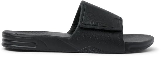Zwarte Reef slipper, zijaanzicht, met klittenbandsluiting.