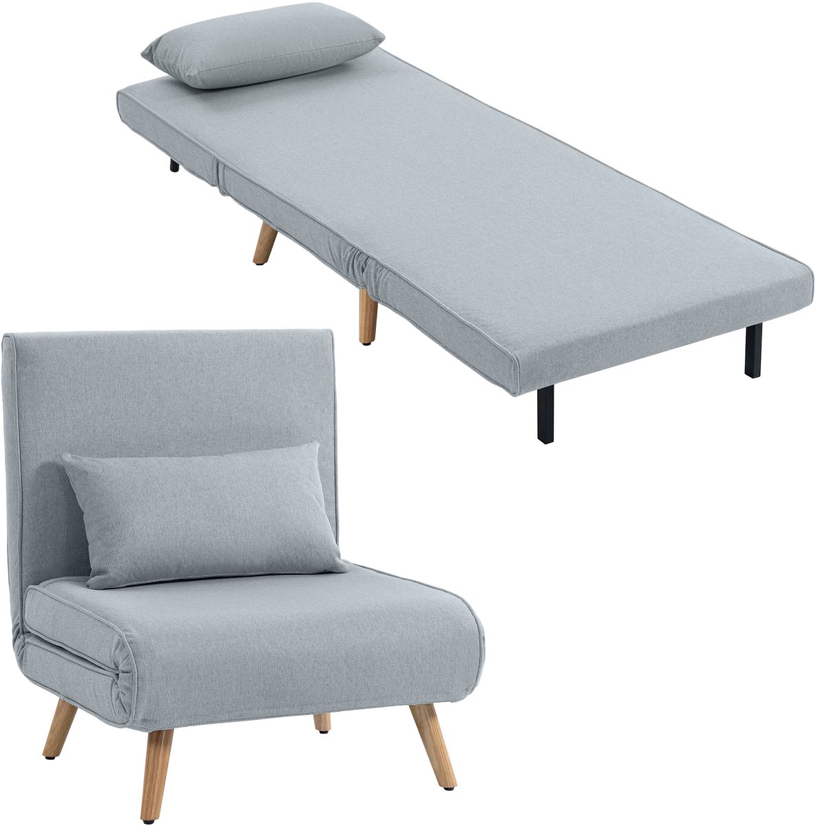 HOMCOM Stoelbeddengoed (100% polyester) - 72x75x85cm - Grijs