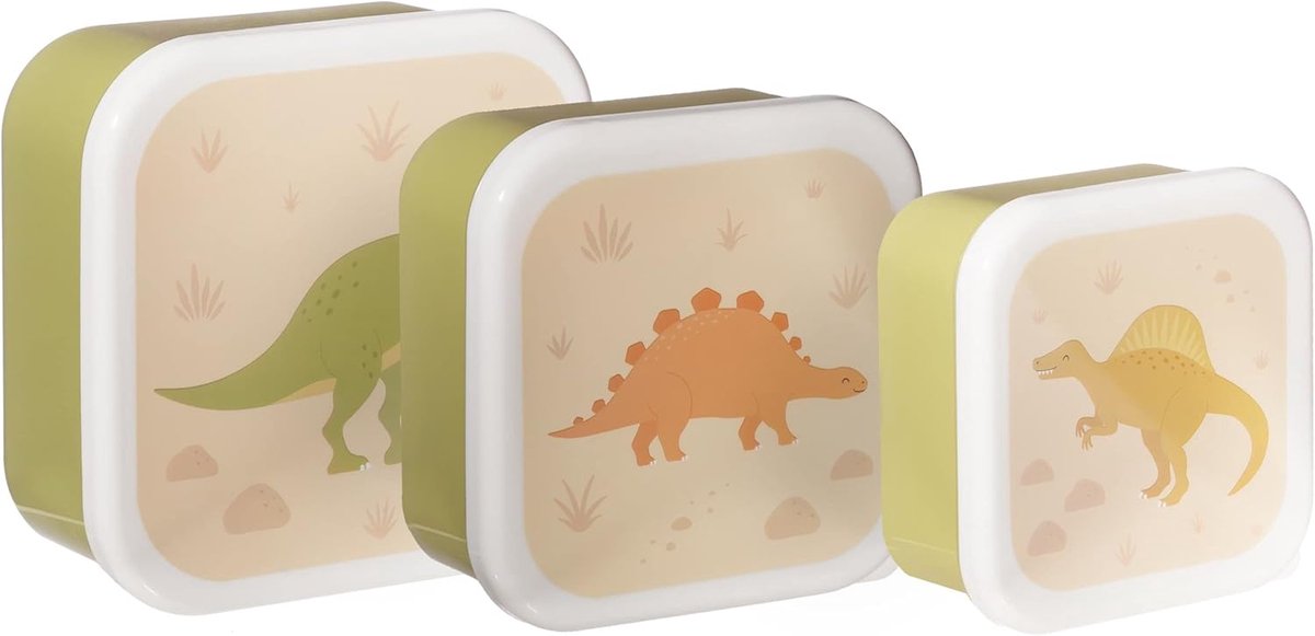 Lunchbox Set - Dinosaurus Bakjes - Eten Meenemen - Luchtdicht Ontwerp - 3 Stuks - Groen