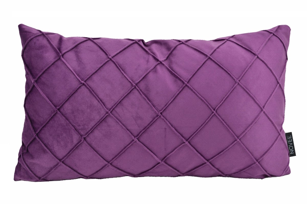 NOVÉE Sierkussen Velvet Cross Paars | 30 x 50 cm | Velvet/Polyester