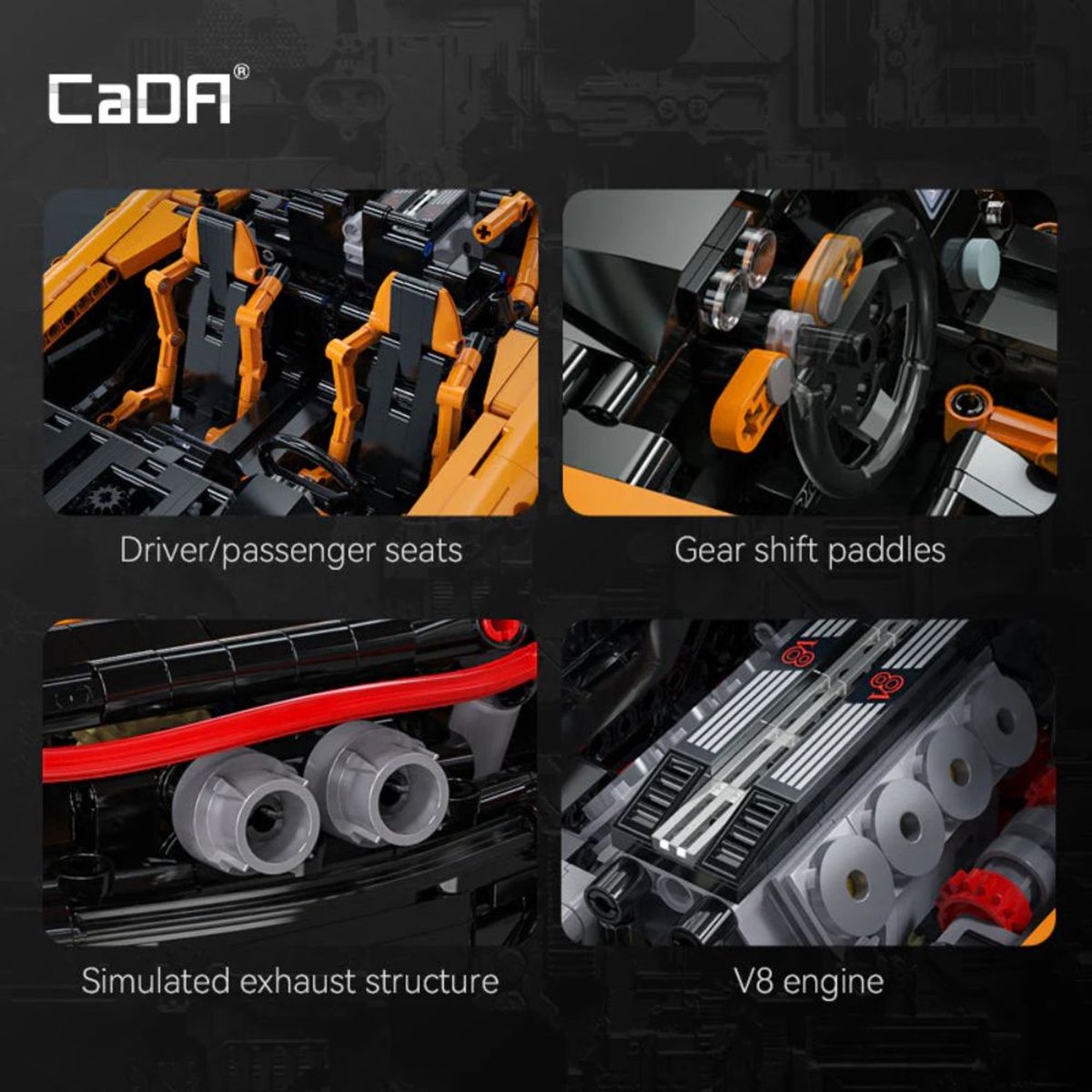 CadaBricks C61513W Assassin XR mega bouwset | City fast champions adventure | Creator and classic motor bouwpakket | Technic speelgoed ideas voor volwassenen | Icons furious speed f1 auto geschikt voor Lego | Technische bouwdoos met 3617 bloks — afbeelding 23