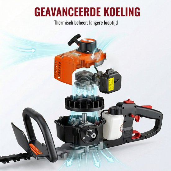 CONENTOOL Benzine Heggenschaar - 22,5 cc 2-taktmotor - 60 cm zwaardlengte - Ergonomisch design - Geschikt voor tuinonderhoud en hegonderhoud van Merkloos	 — afbeelding 3