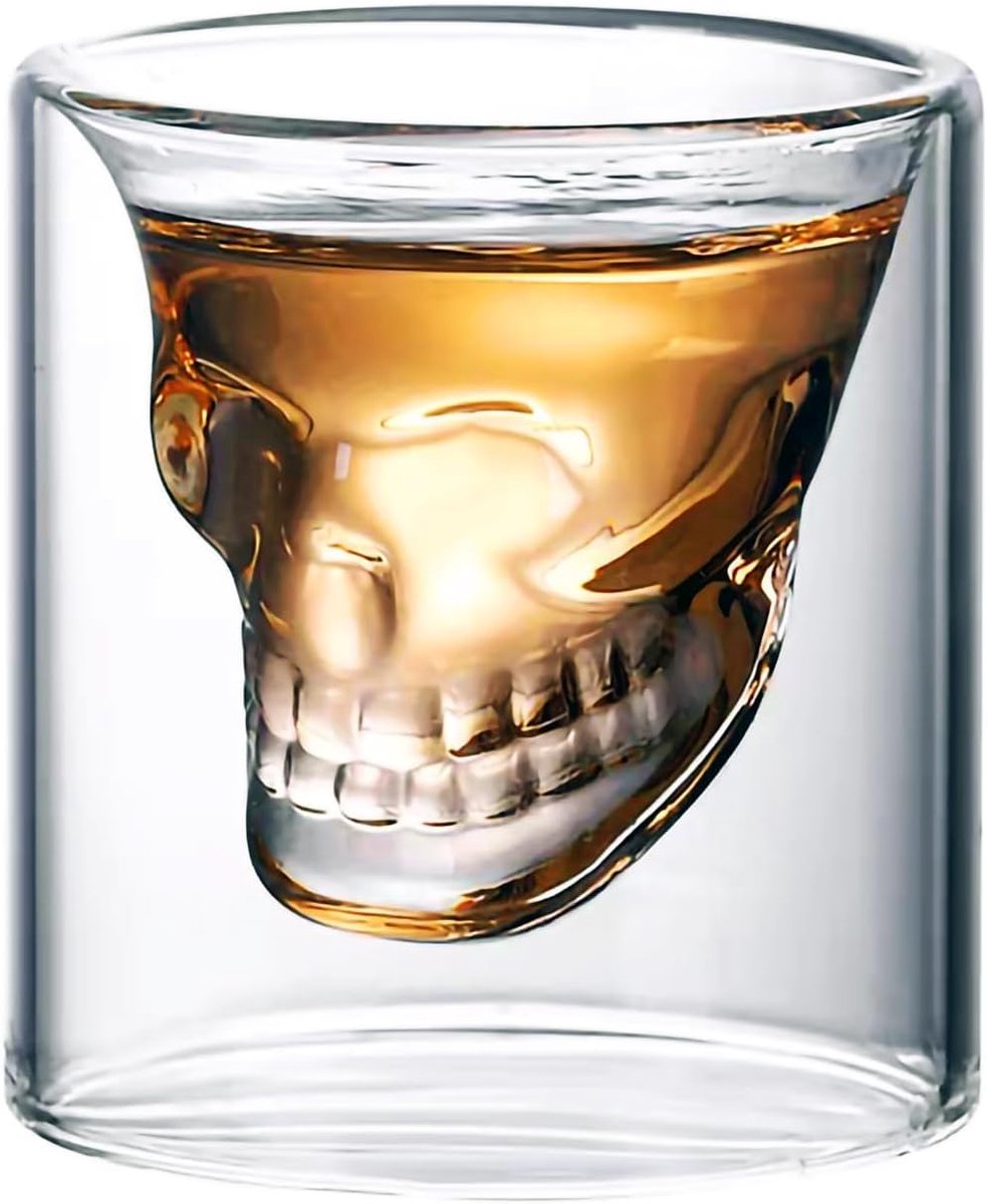 Schedel Shot Glas - Dubbelwandig Glas - Drank Serveren - 3D Schedel Vorm - 25ml - Transparant