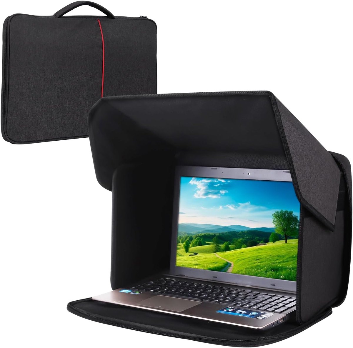 Laptop Zonwering - Draagbaar Scherm - Buiten Werken - Opvouwbaar Ontwerp - 15-16 Inch - Zwart