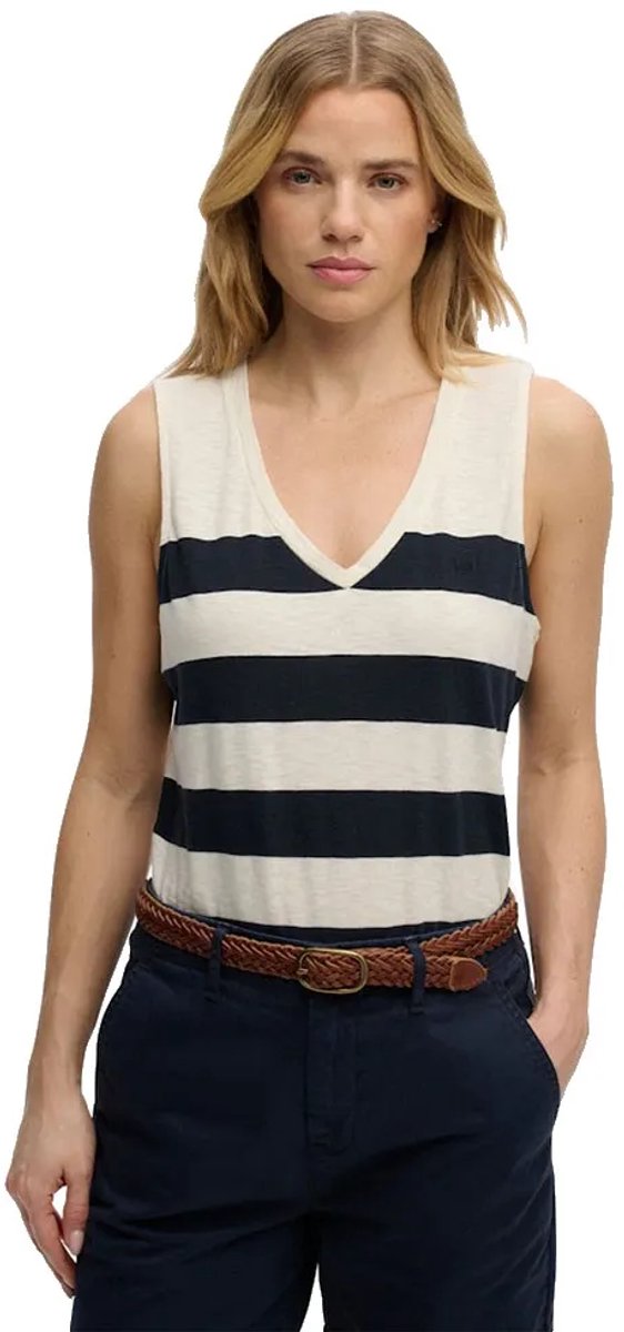 Superdry Studios Vee Mouwloze V-hals T-shirt 2XS Vrouw Marineblauw