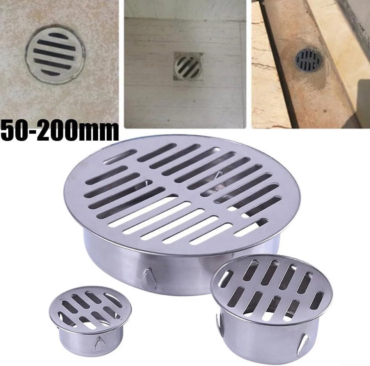 Vloerafvoer RVS - Douchegoot Rooster - Water Afvoeren - Anti-verstopping Filter - 90 mm - Zilver