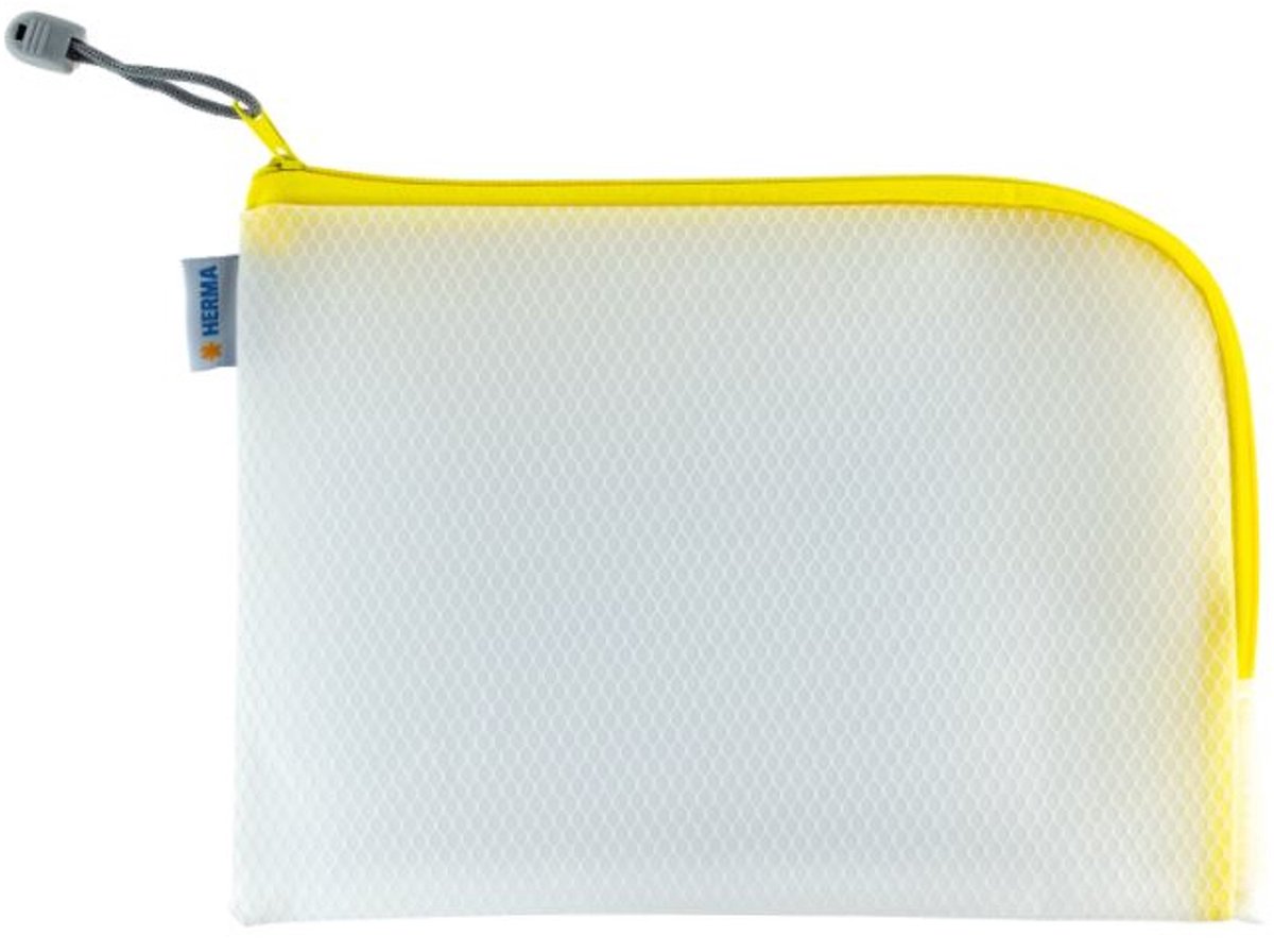 Universeel mesh-zakje A5 26x20cm geel