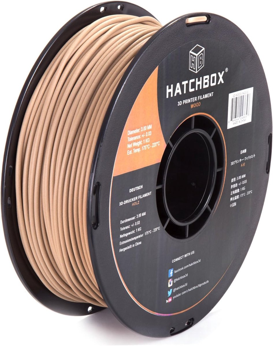 3D Printer Filament - Hout Filament - Creatief Printen - Maattnauwkeurigheid +/- 0.03mm - 3.00mm Spoel 1kg - Bruin