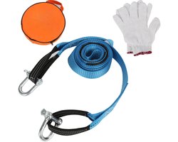 Professionele Sleepkabel 8 Ton - 5 Meter - Met Reflecterende Strips - Inclusief Werkhandschoenen - Blauw - Heavy Duty Sleepstrop voor Auto, SUV & Vrachtwagen