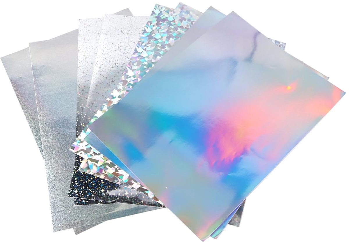 Holografische Stickerpapier - Waterafstotend - 8 A4 Bladen in 4 Ontwerpen