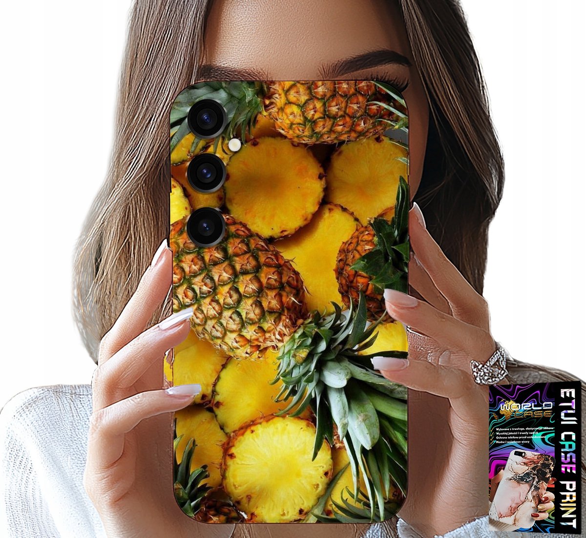 HOESJE VOOR SAMSUNG GALAXY S23 FE - ANANASVORMIGE BEHUIZING + GLAS