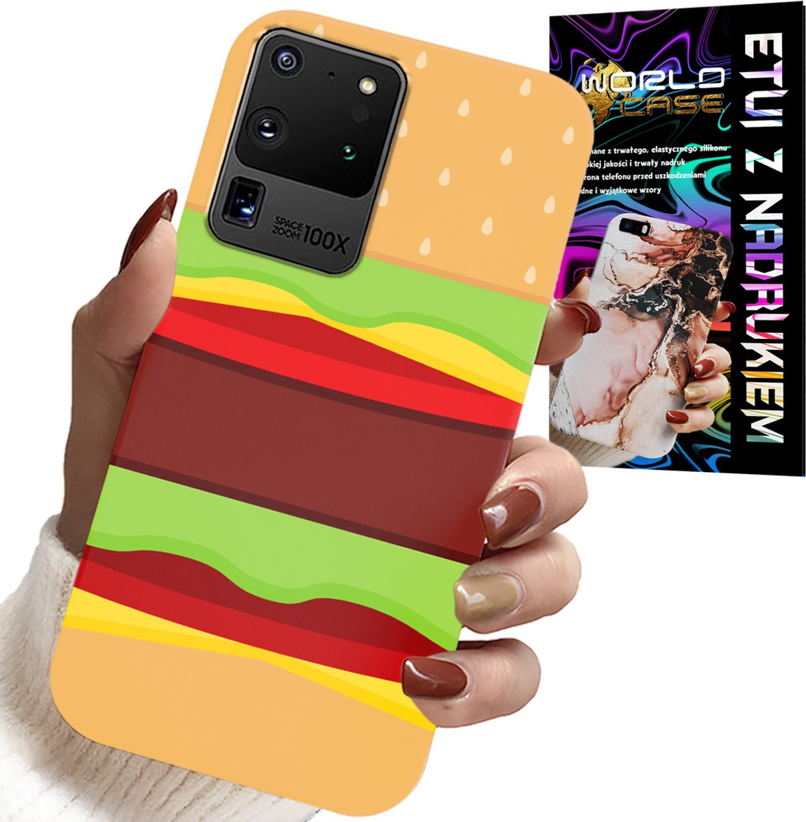 HOESJE VOOR SAMSUNG GALAXY S20 Ultra - HOESJE MET BURGER- EN CHEESEBURGER-OPDRACHT