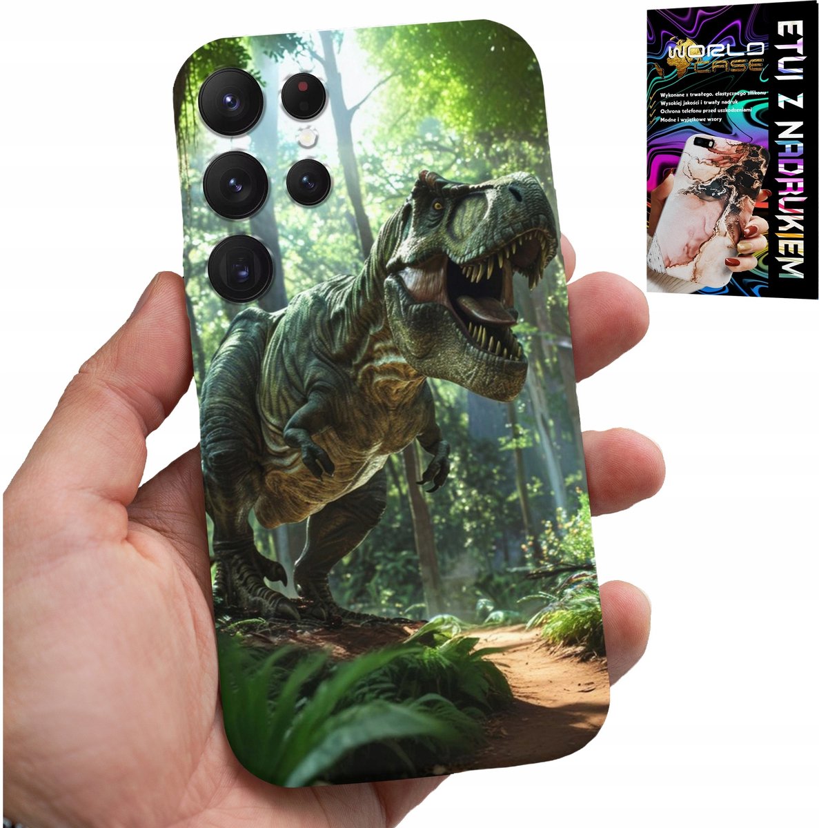 HOESJE VOOR SAMSUNG GALAXY S24 ULTRA - DINO DINOSAURUS TYRANNOSAURUS HOESJE + GLAS