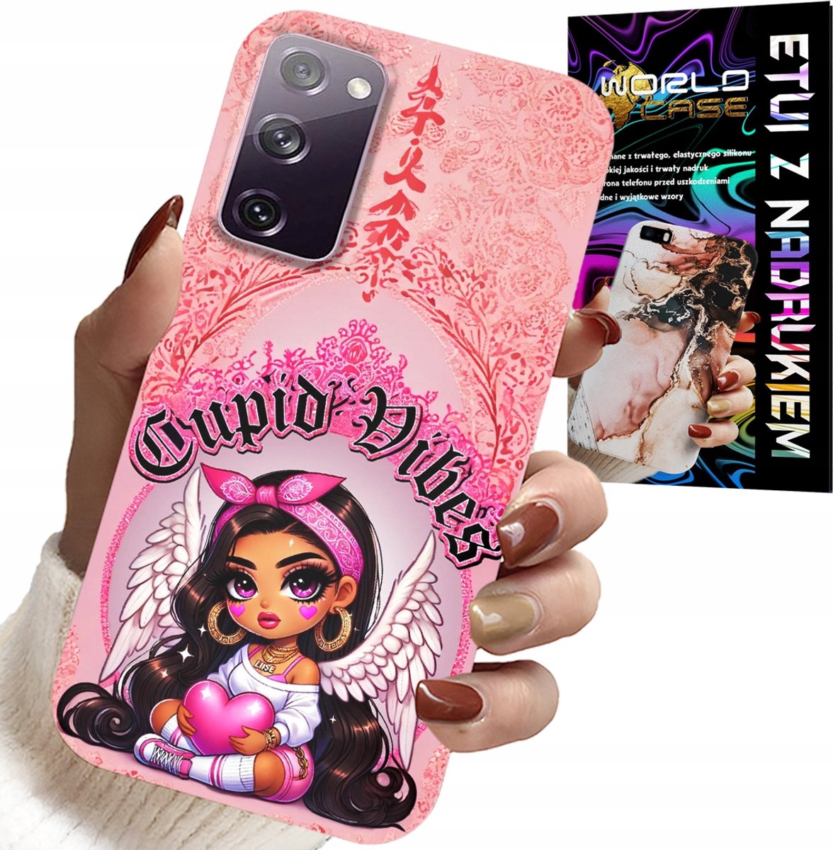 HOESJE VOOR SAMSUNG GALAXY S20 FE - CUPID VIBES MET EEN SCHATTIGE ENGEL OP DE ACHTERKANT