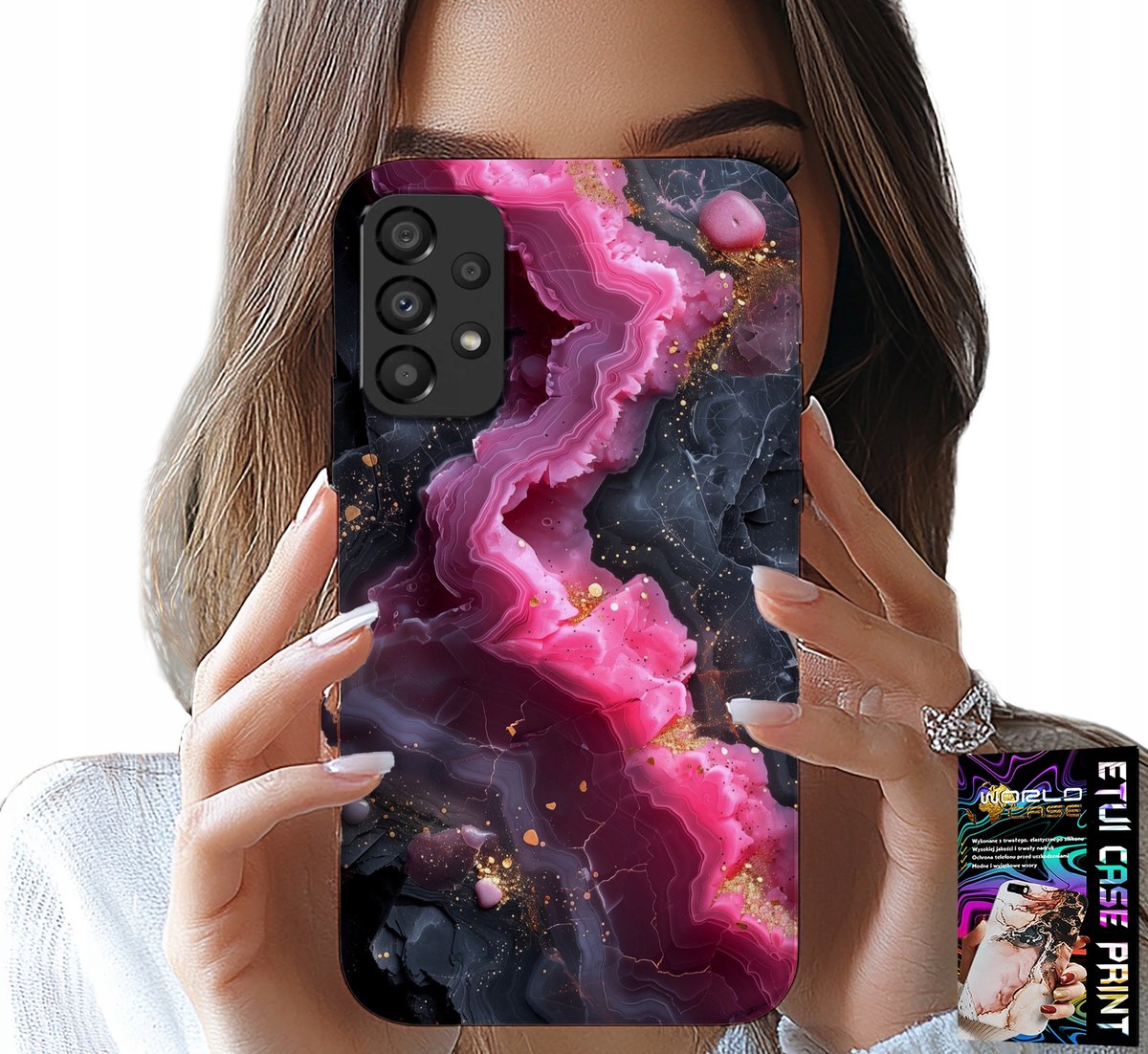HOESJE VOOR SAMSUNG GALAXY A53 5G - ROZE MARMEREN ACHTERKANT, MODIEUZE PATRONEN