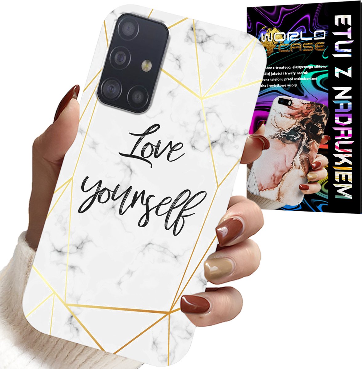 HOESJE VOOR SAMSUNG GALAXY M31S - WIT MARMER MET GOUDEN FRAME LOVE YOU