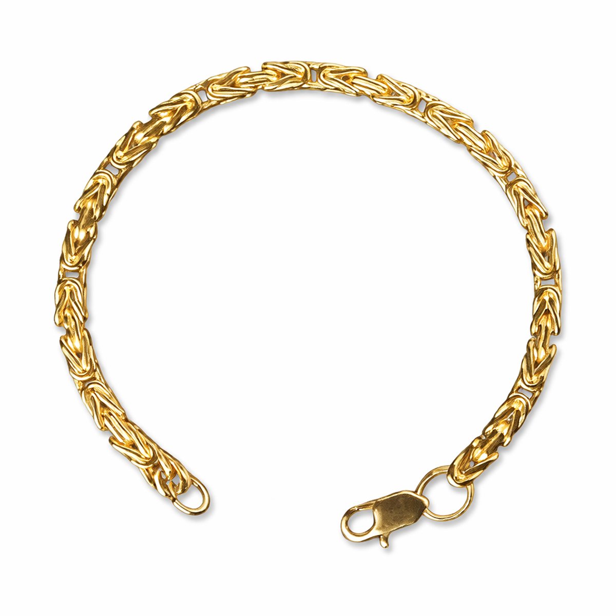 Aurélia Koningsarmband Heren - Goud kleurig - 4 mm 21 cm - Byzantijnse stijl - Dubbele Schakels - Staal - Armband Schakelarmband - Armbanden - Cadeau voor Man - Mannen Cadeautjes Accesoires