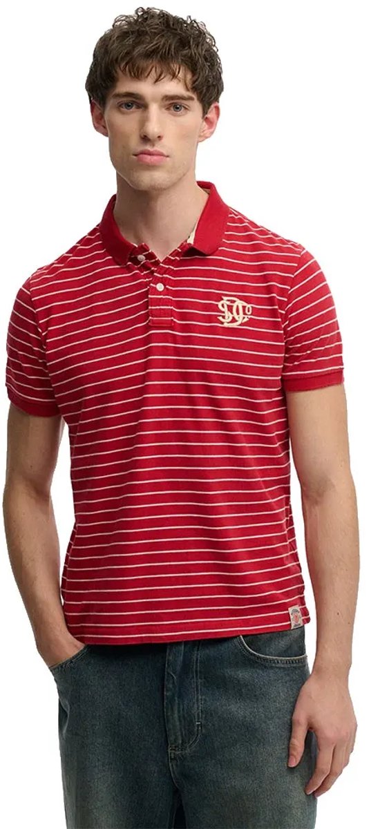 Superdry Vintage Stripe Jersey Korte Mouw Poloshirt 2XL Man Rood
