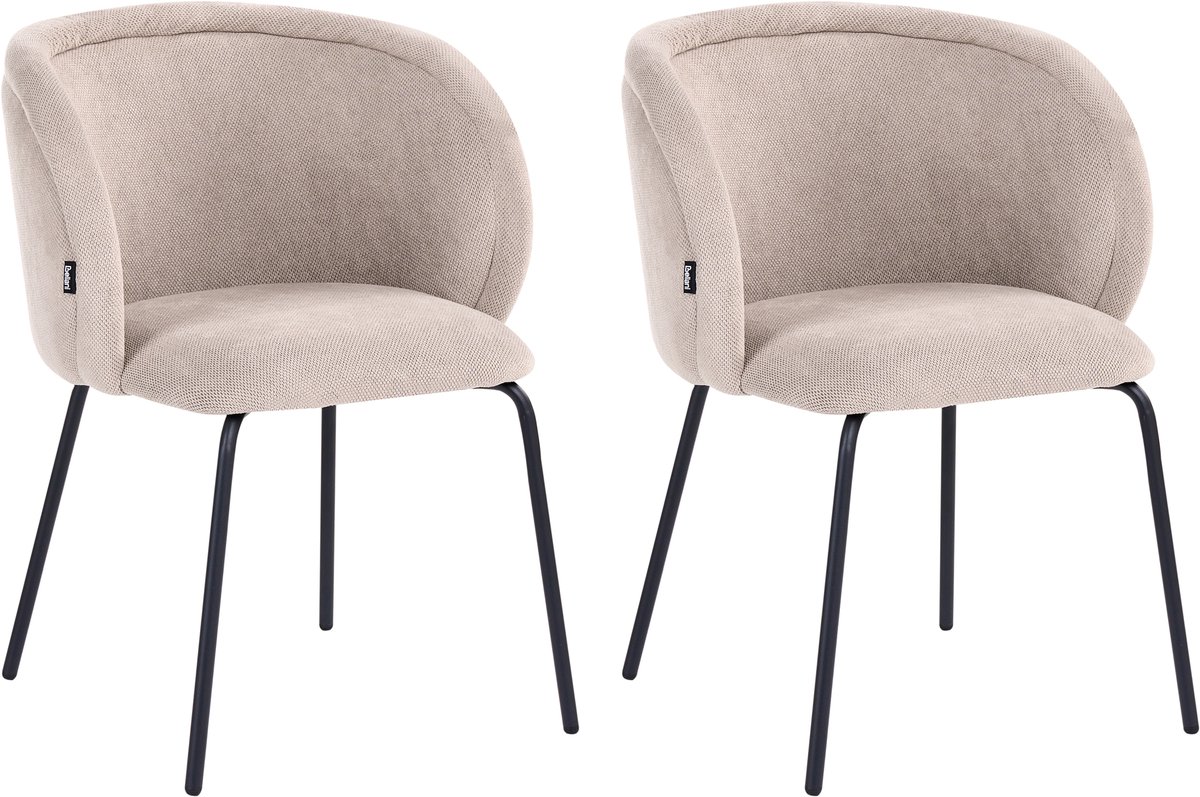 Beliani SARASOTA - Eetkamerstoel set van 2 - Taupe - Polyester