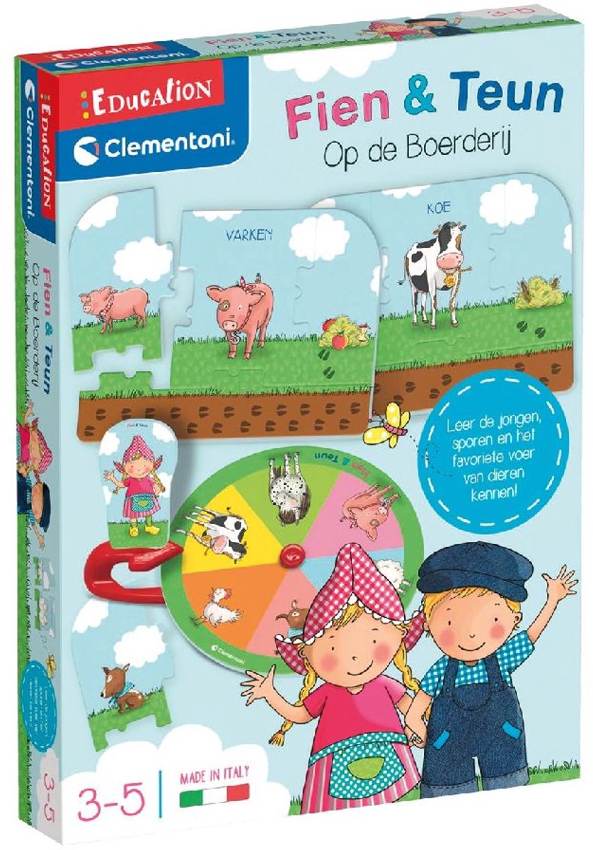Clementoni Education - Fien en Teun Puzzelspel met Boerderijthema - Legpuzzel met Draaischijf - Het Leerzame Cadeautje - 3-5 jaar — afbeelding 5