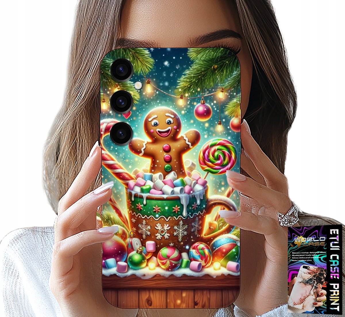HOESJE VOOR SAMSUNG GALAXY A15 4G - PEPERKOEK KERSTPATROON + GLAS