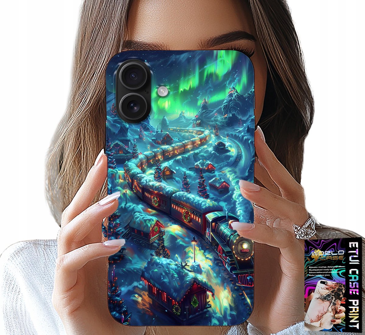 HOESJE VOOR IPHONE 16 - TREIN, CHRISTMAS EXPRESS PATRONEN + GLAS