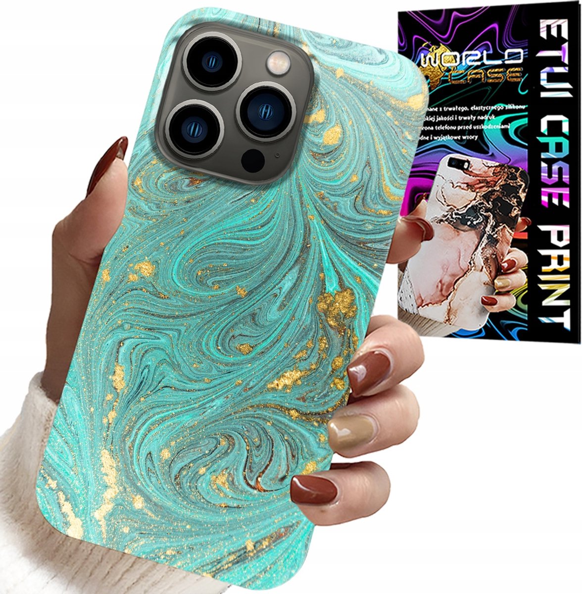 iPhone 16 Pro hoesje - marmerpatroon + gehard glas