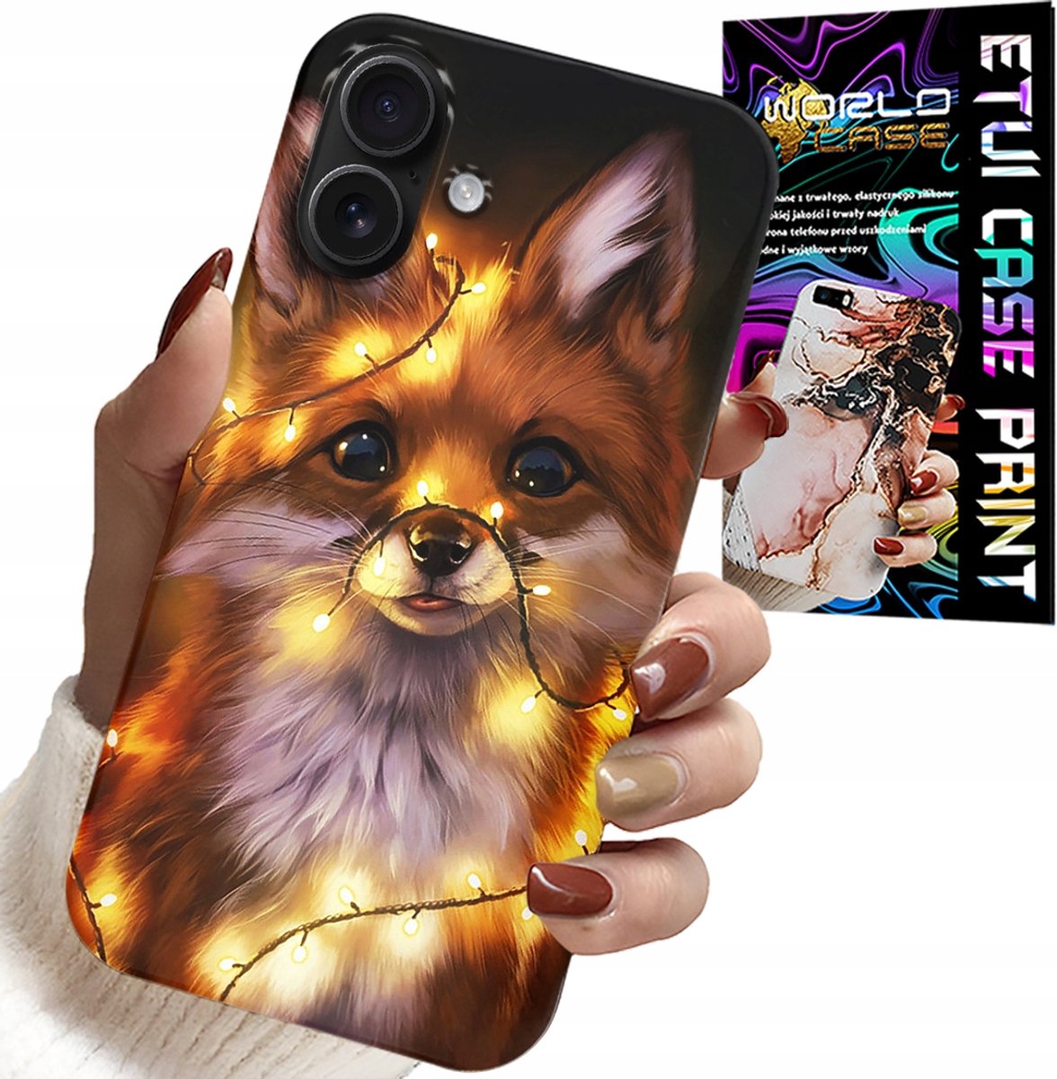 HOESJE VOOR IPHONE 16 PLUS - LEUK HOESJE MET VOS EN BOSDIEREN + GLAS