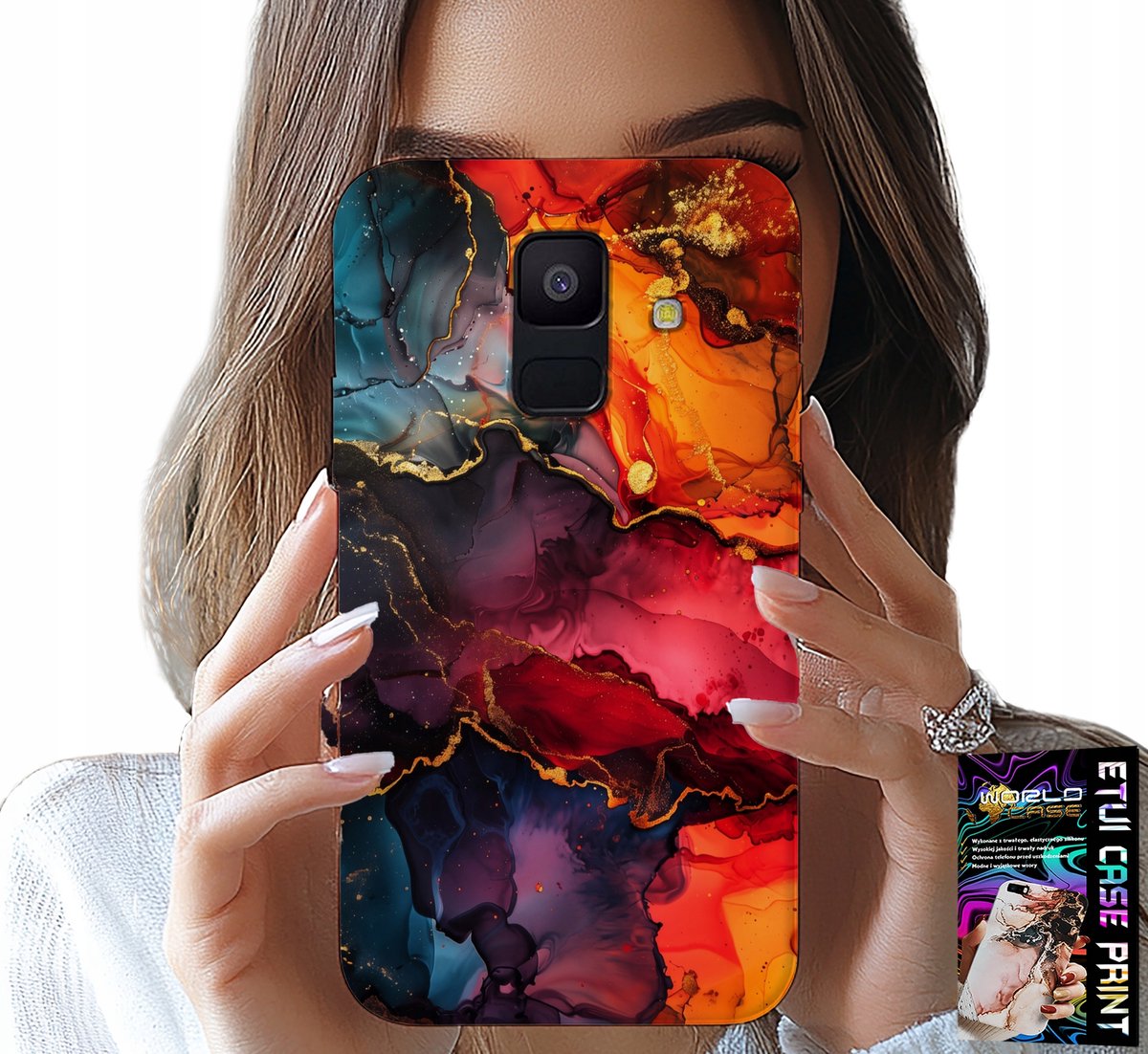 HOESJE VOOR SAMSUNG A6 2018 - STEENPATROON, HOESJE + GLAS