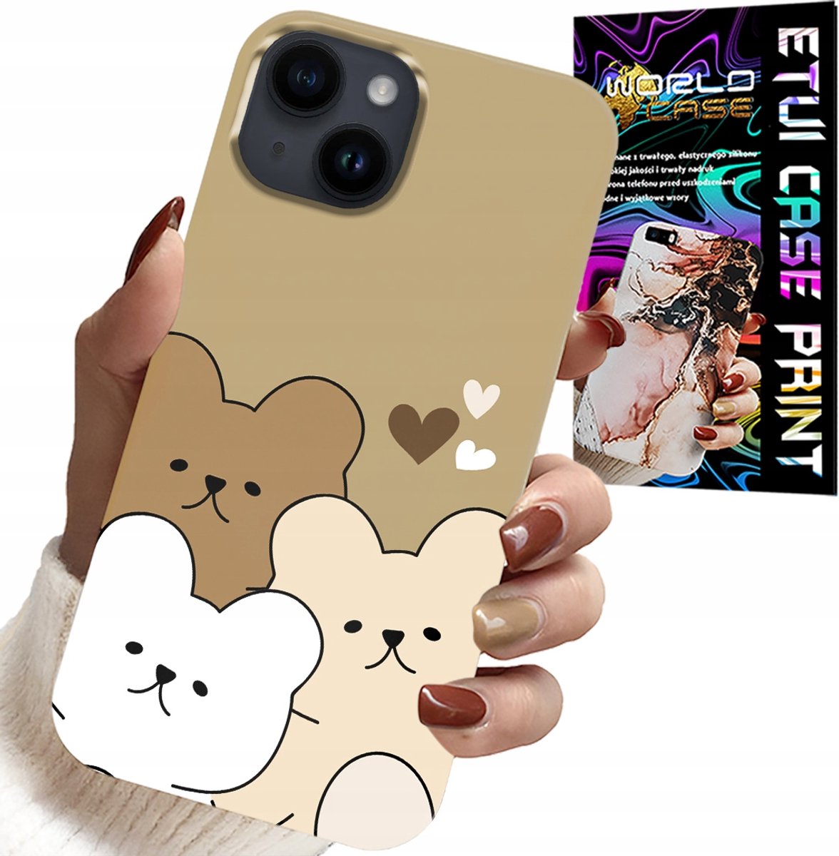 iPhone 15 Plus hoesje - Teddybeer, Teddybeer patronen voor de allerjongste kinderen