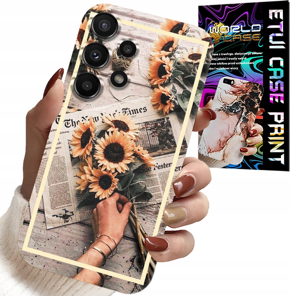 HOESJE VOOR SAMSUNG GALAXY A13 4G - BLOEMENPATROON MET ZONNEBLOEM