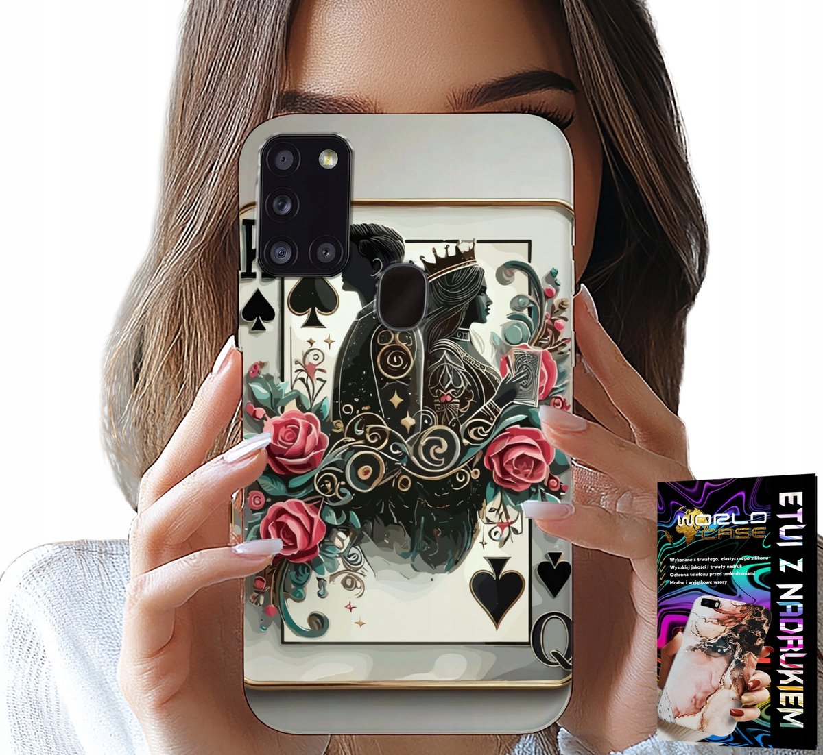 HOESJE VOOR SAMSUNG GALAXY A21S - KING QUEEN POKERKAARTEN + GLAS