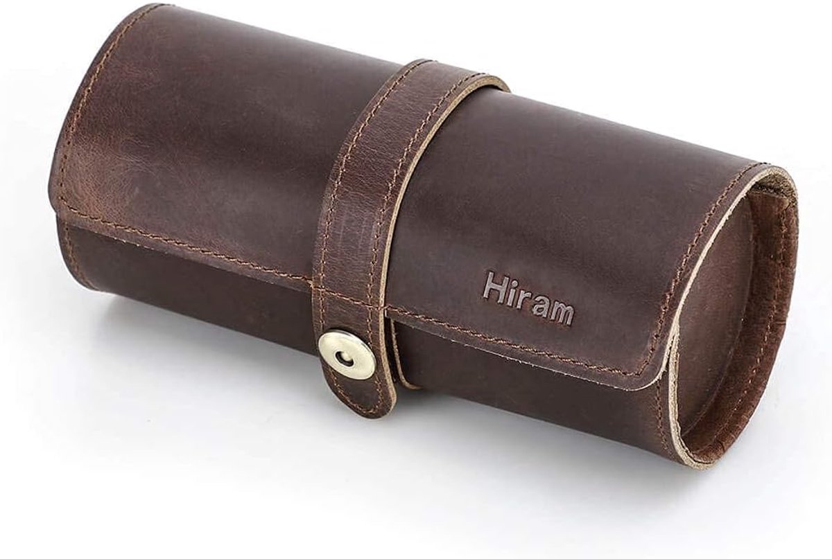 Horloge Opbergkoffer - Reis Etui - Veilig Vervoeren - Handgemaakt Leer - 3 Horloges - Koffie Bruin