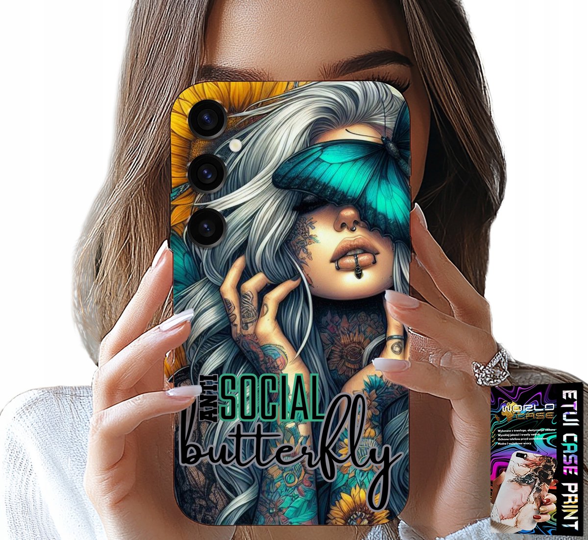 HOESJE VOOR SAMSUNG GALAXY A15 4G - ANTI SOCIAL, BUTTERFLY, FEMALE