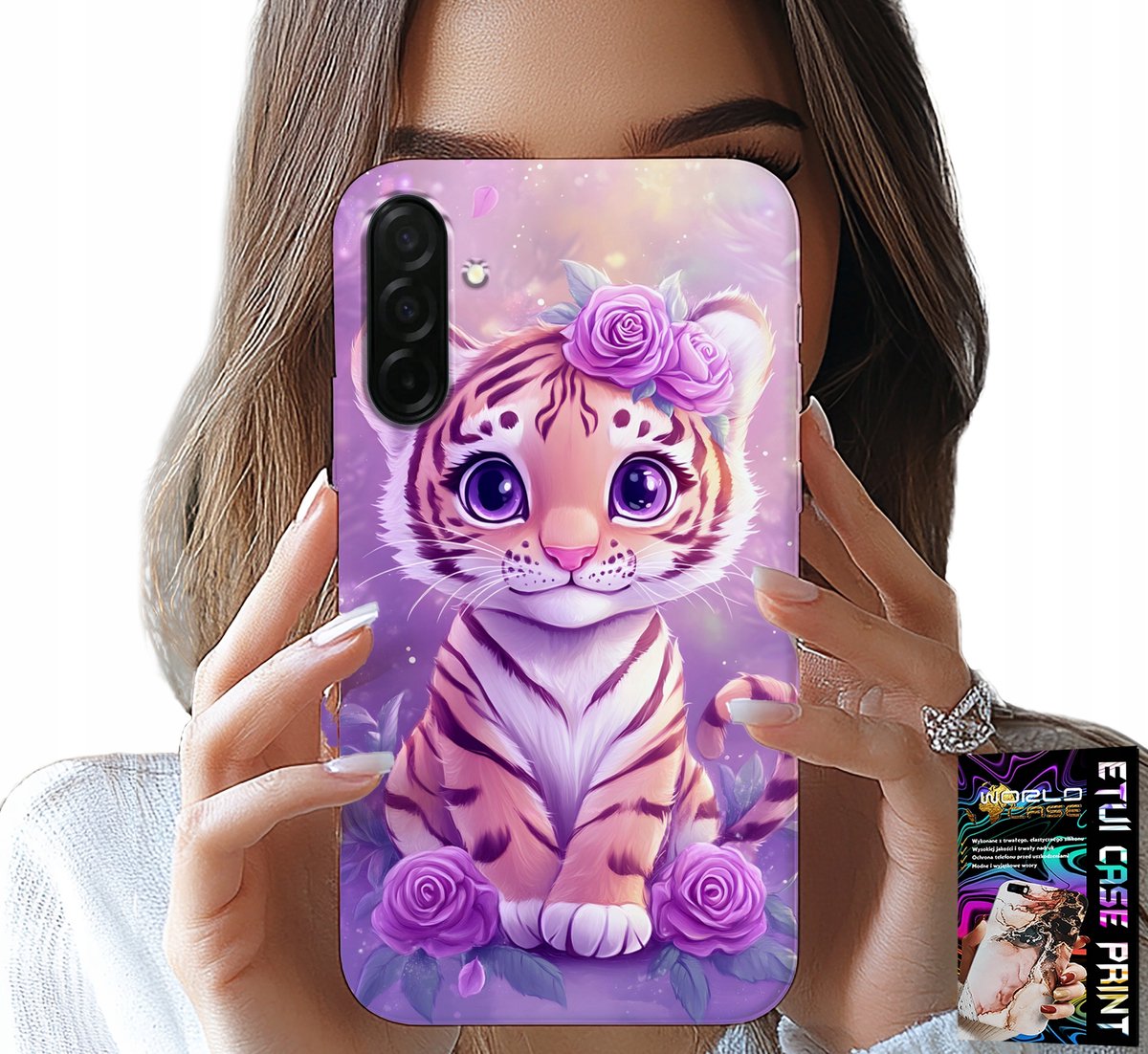 HOESJE VOOR SAMSUNG GALAXY A36 5G - SCHATTIGE TIJGER OP ROZE ACHTERGROND + GLAS