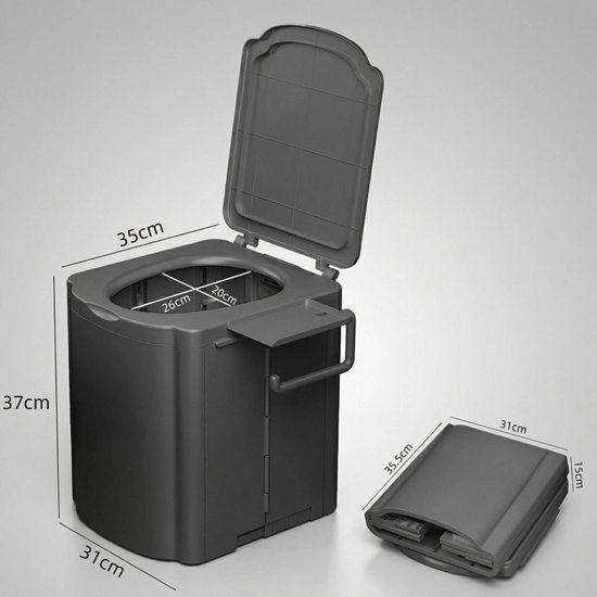 Opvouwbaar Camping Toilet met Handgreep & Opbergruimte - XL Draagbaar Toilet 150kg - Inclusief Toiletrolhouder - Compact Reistoilet van Merkloos — afbeelding 2