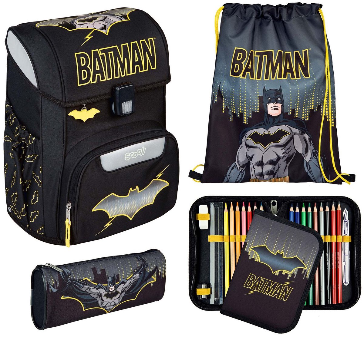 Scooli schooltas EasyStart Schulranzen-Set 5-delig Batman zwart