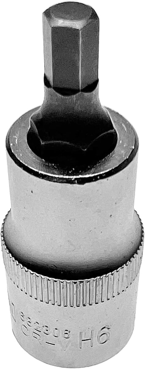 Inbussleutel Bit - Dopsleutel Inzet - Schroefwerk Klussen - Chroom-Vanadium Staal - 6 mm 1/2 inch - Mat Verchroomd