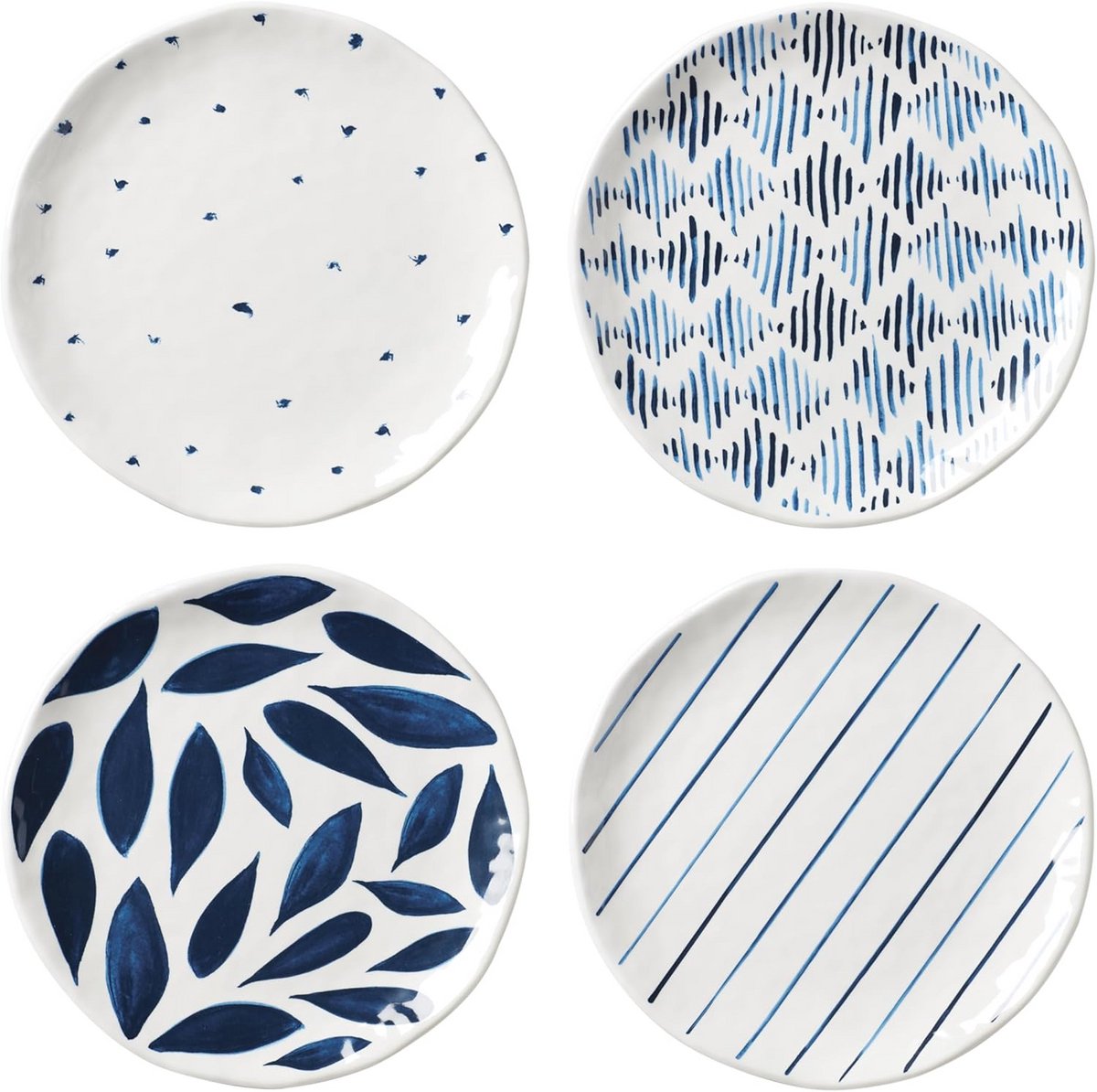 Set van 4 Melamine Accentborden - Organisch Ontwerp - Onbreekbaar Servies