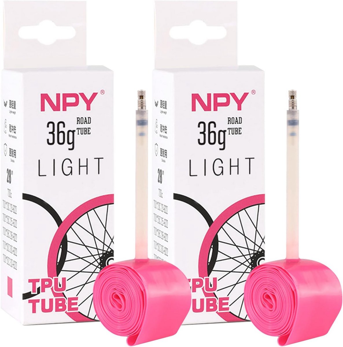 2x Ultralichte TPU Binnenbanden voor Racefiets 700C, 18-32C met 85mm Frans Ventiel