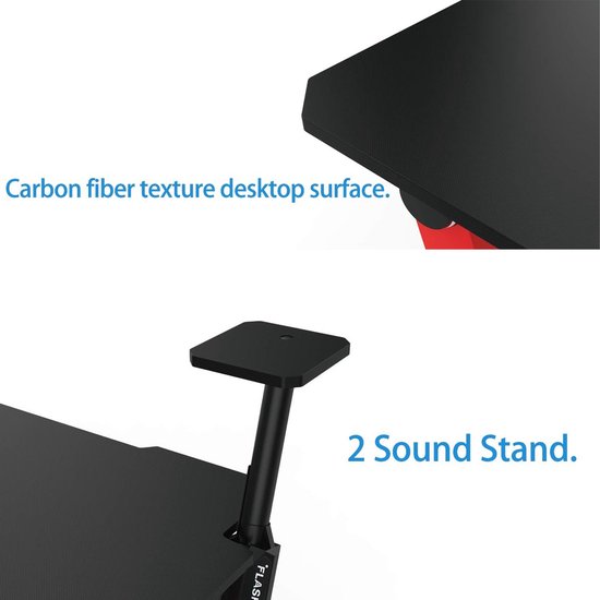 Ergonomisch Gaming Bureau met RGB LED - Stevige Computertafel voor Gamers — afbeelding 3