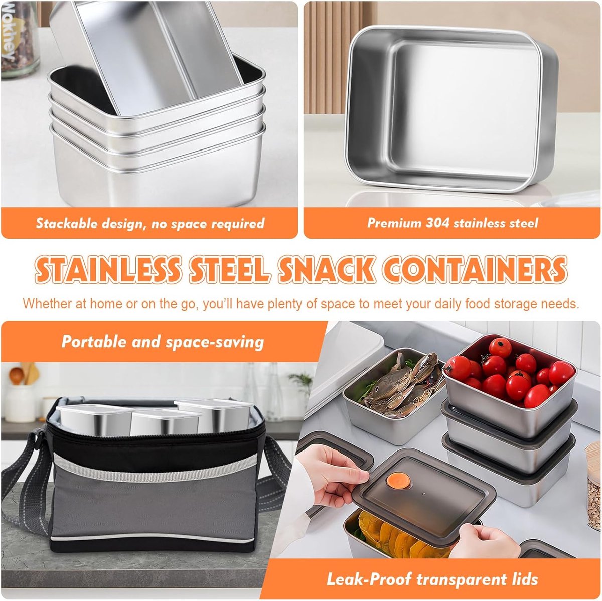 KZQ Tien roestvrijstalen bewaardozen voor maaltijden, stapelbaar, BPA-vrij, vaatwasmachinebestendig, geschikt voor het bewaren van snacks, fruit en maaltijden voor fijnproevers. — cadeau in Cadeau-ideeën - foto 6
