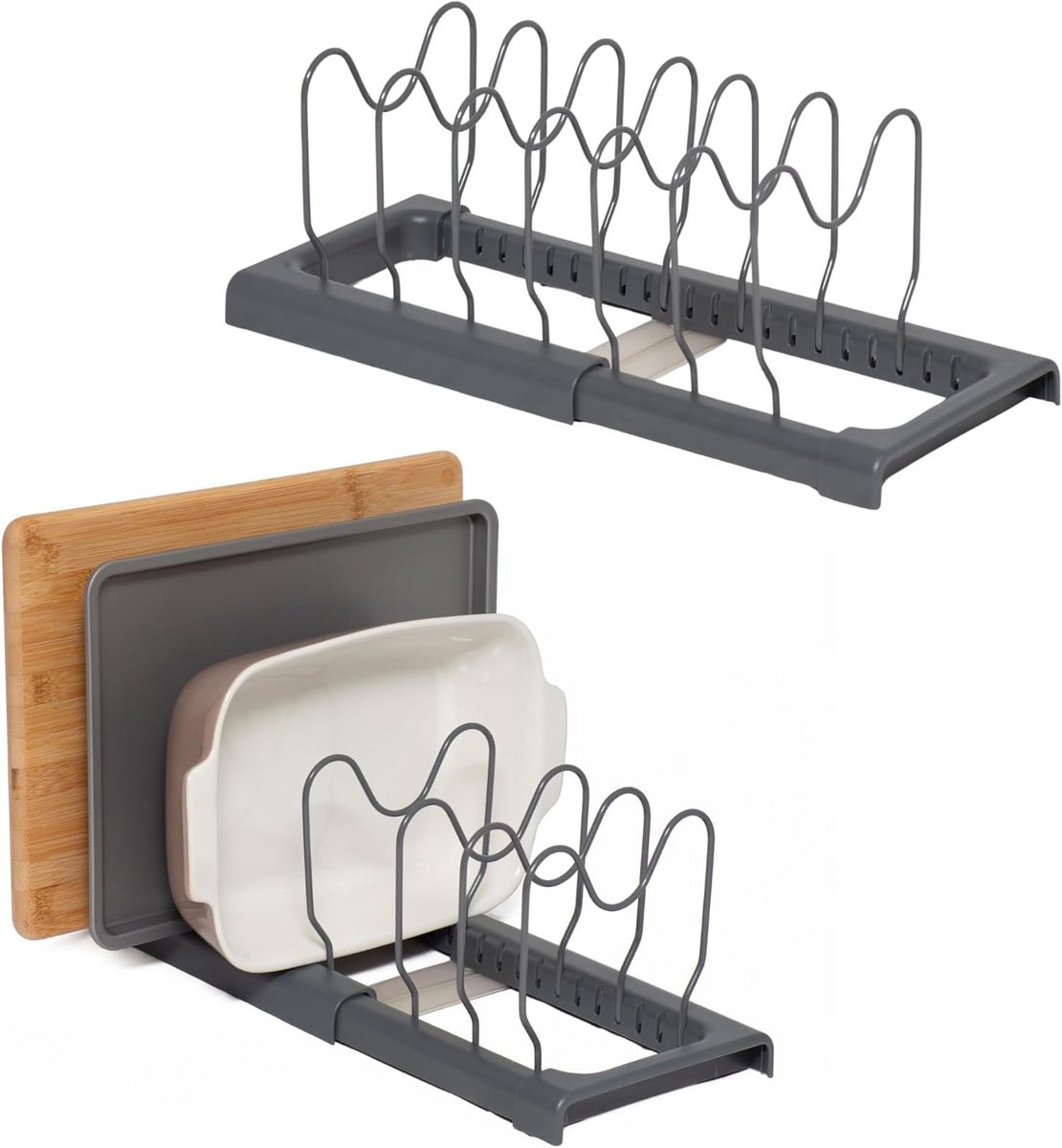 Uitklapbaar Rek voor Bakplaten en Snijplanken - Set van 2 - Organizer voor Keukenkast