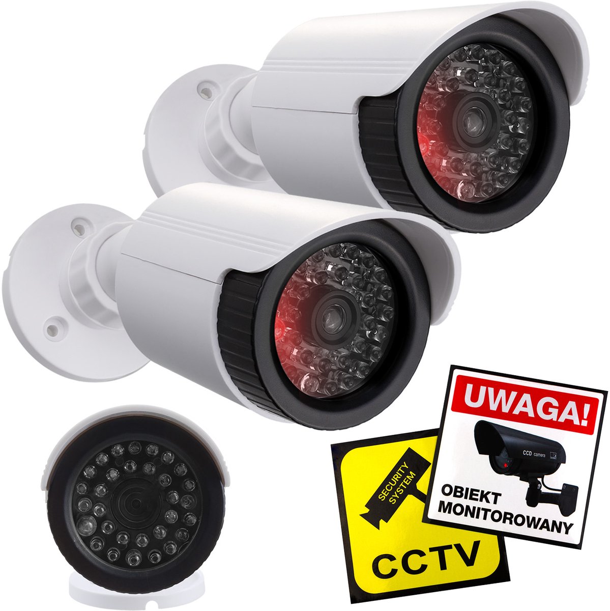 Set van twee dummy camera - IR-LED's, wit, voeding 2xAA (niet meegeleverd), ABS, IR1800 WT