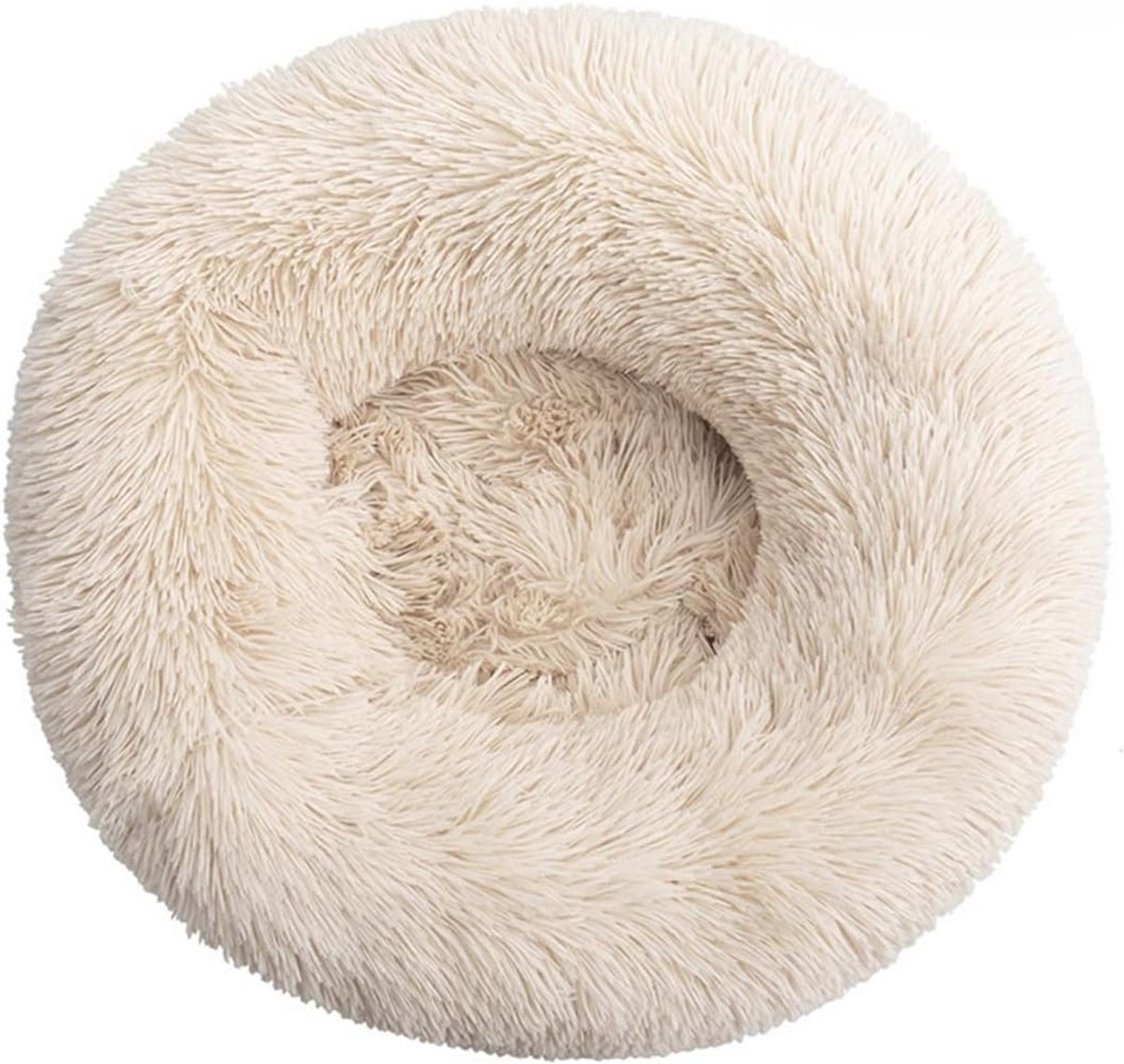 Ronde Knuffelige Donut Hondenmand en Kattenslaapkussen - Beige - Wasbaar