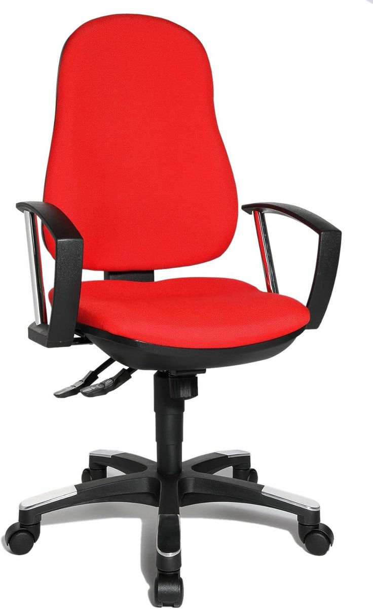 Ergonomische Bureaustoel met Hoge Rugleuning en Armleuningen in Rood