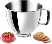 RVS Mengkommen - Beslagkommen - voor KitchenAid 4,5QT en 5QT Staande Mixers - Mixerkom met Kantelbare Kop - Zilver