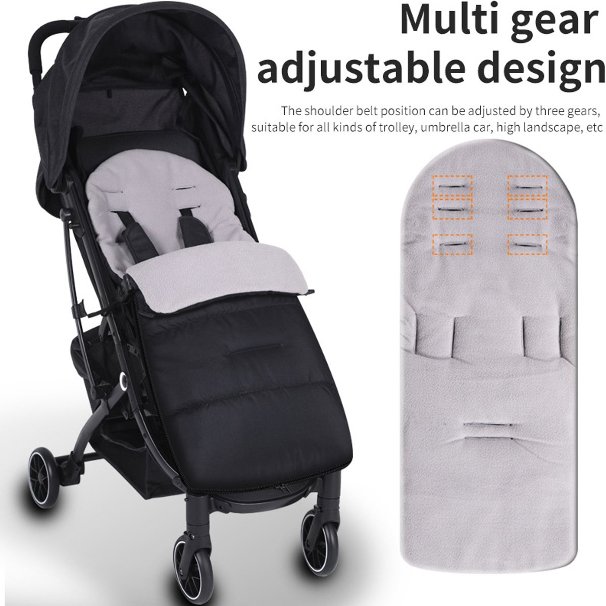 Universele Voetenzak voor Kinderwagen in de Winter - Zachte en Waterafstotende Babyvoetenzak - Warme voethoezen - winddicht - Blauw – foto 6