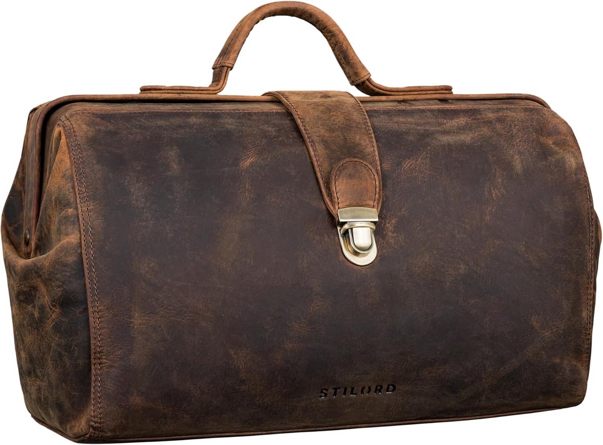 Vintage Leren Dokterskoffer Heren & Dames - Ruime Dokterstas Zwart of Bruin